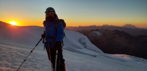 Sunrise at the end of the ascent.