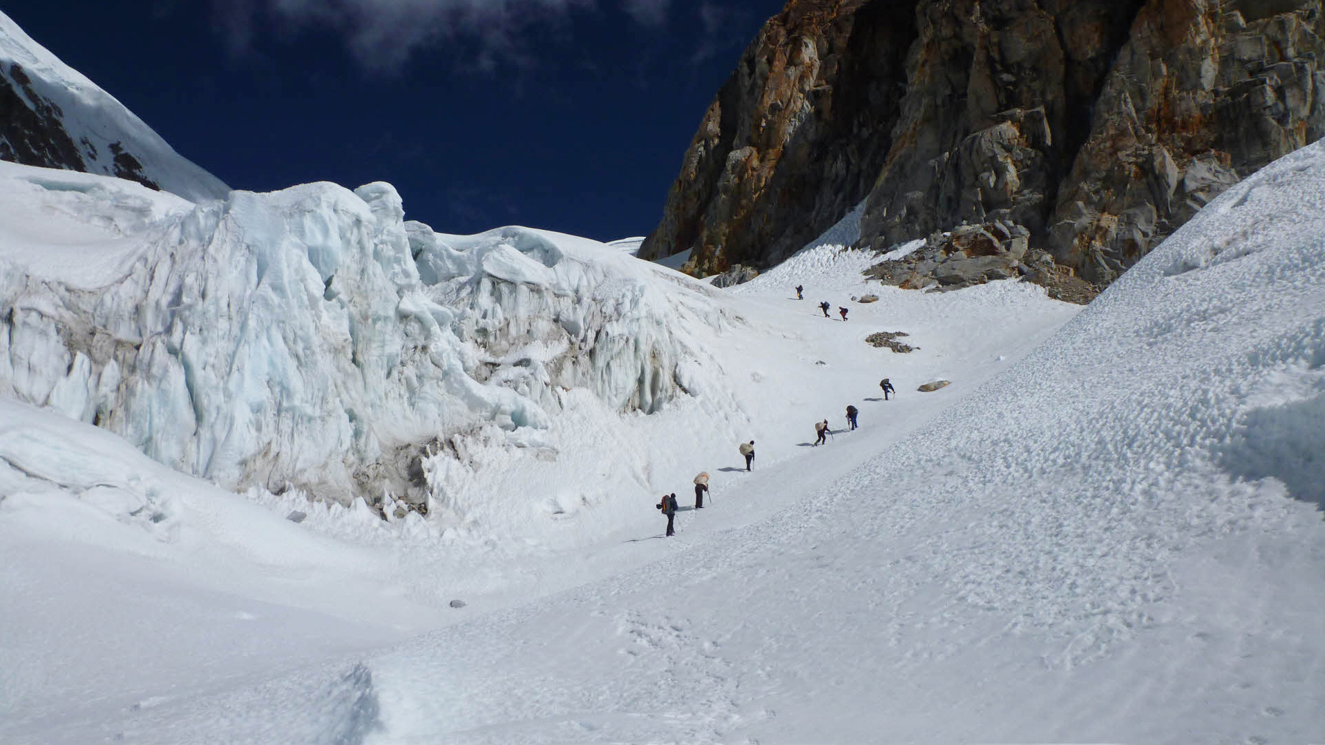 Climbing to high camp